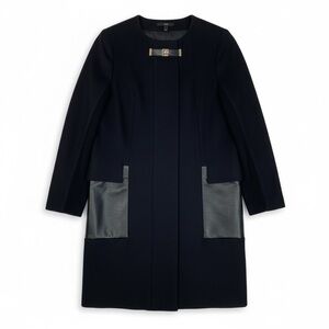 BOSS HUGO BOSS Wool Cashmere Single Breasted Coat - Black - Size 4